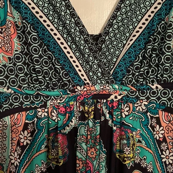 Metaphor Navy and Colorful Print Maxi Dress Size XL - Picture 3 of 4